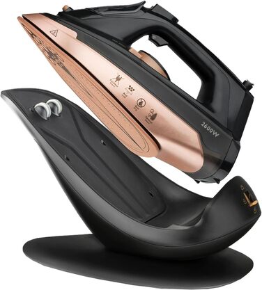 Iron, 2600 W Steam Iron, Ceramic Soleplate, Self-Cleaning & Spray Water Function, Anti-Calc, Drip Stop, Vertical Steam, Steam Iron (Black)