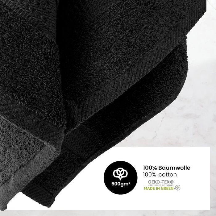 Набір рушників BaSaTex 8 шт. Premium 50x100 см з бавовни, чорний. Сертифікат Öko-Tex Made in Green.
