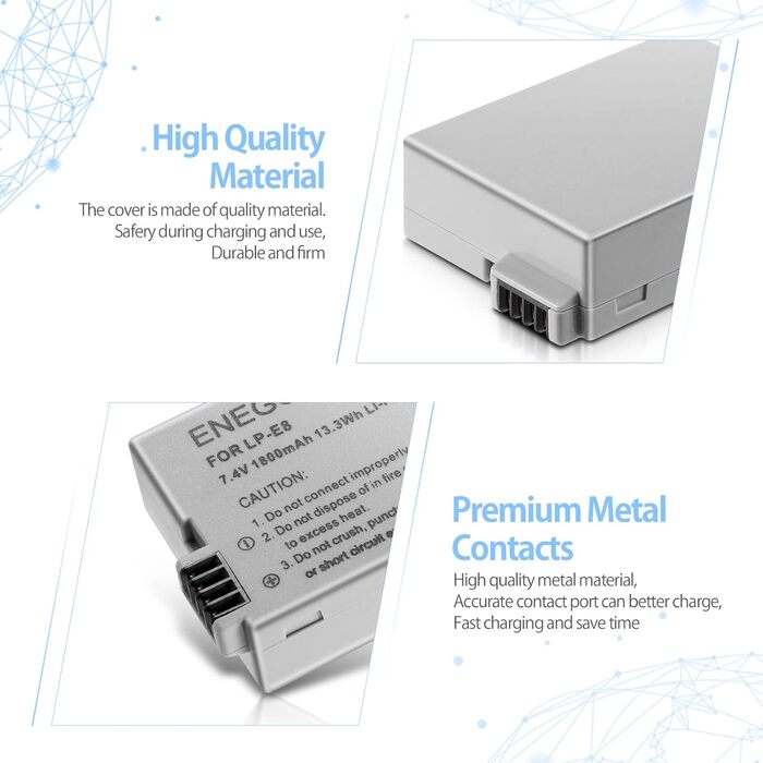 Запасні акумулятори ENEGON (2 шт.) та швидке зарядне пристрій Dual для Canon LP-E8 та Canon EOS Rebel T2i, T3i, T4i, T5i, 550D, 600D, 650D, 700D, Kiss X4, X5, X6, LC-E8E, 2 * LP-E8 Akkus + 1 * Dual Ladegerät