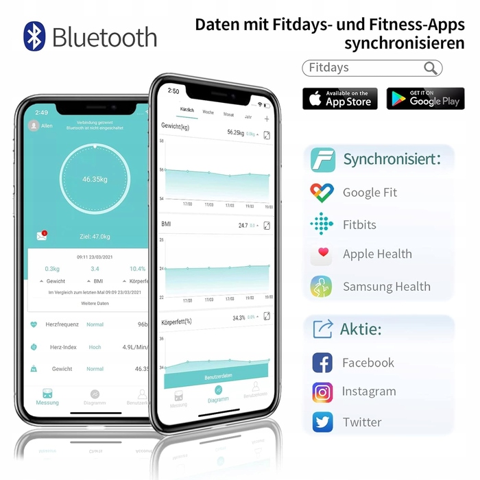Цифрові Bluetooth-ваги F4 для аналізу складу тіла та вимірювання відсотка жиру