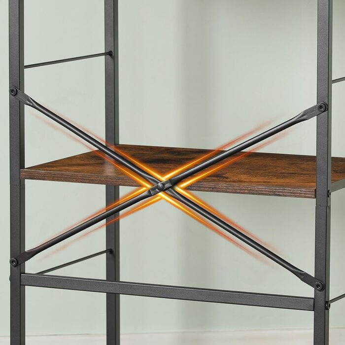 Стелаж кухонний з розетками, стелаж для пекаря, підлоговий стелаж, 34 x 48 x 139 см, стелаж для випічки з шухлядами, стелаж для мікрохвильової печі, 4 S-гачки, для кухні, вітальні, їдальні, коричневий та чорний ABRHR48UE01