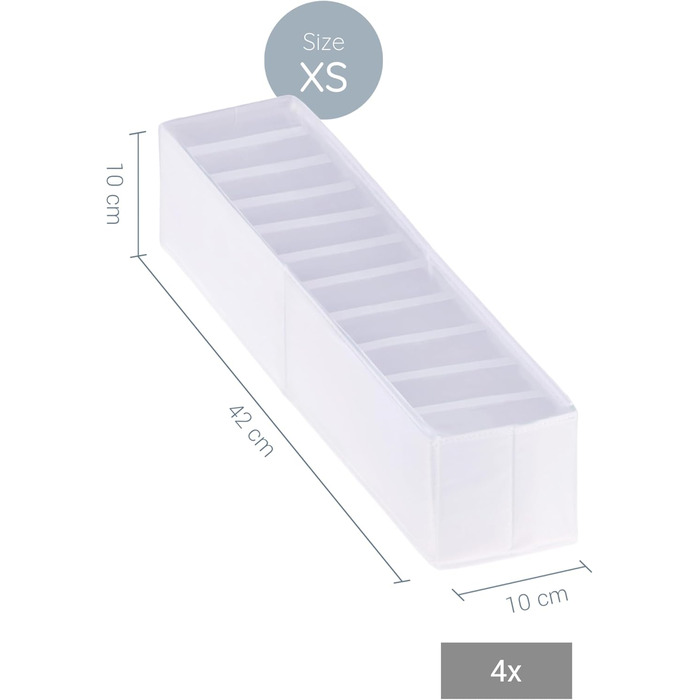 ROW&LINE® – Organizer Set – 11 extra tall compartments for underwear, bras & clothing – organization system for changing tables – durable & washable for any closet & drawer – white – Size: 4x S (White: 4x Xs)