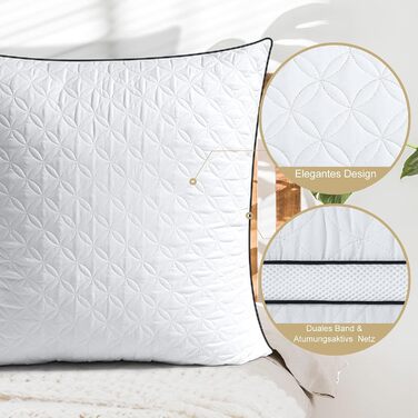 BedStory Pillow 80x80cm 2-Pack, Sleeping Pillows made of 2X1500g Microfibers, Breathable and Washable Bed Pillows, Ideal for Deep and Restful Sleep, Öko-Tex Certified White Black 80x80 (2-Pack)