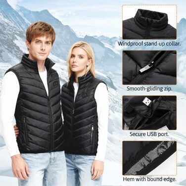 Обогревна жилетка для чоловіків та жінок, жилетка з підігрівом 9 нагрівальних панелей та 3 режими температури, тепла куртка для роботи на відкритому повітрі, подарунок на Різдво