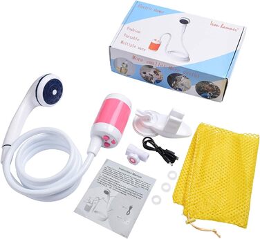 Електрична портативна душова кабіна Iron Hammer для кемпінгу, автомиття та купання тварин (рожева)