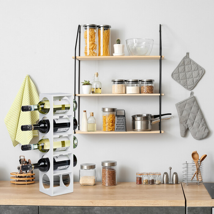 Relaxdays Bamboo Wine Rack in White