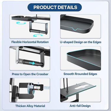 Настінний тримач для туалетного паперу з полицею, багатофункціональний, обертовий, з нержавіючої сталі, чорний мат. Підходить для ванної кімнати, кухні та пральні.