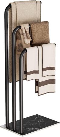 Підставка для рушників Yawinhe, чорна, з 3 стійками, з нержавіючої сталі, 39x26x90 см