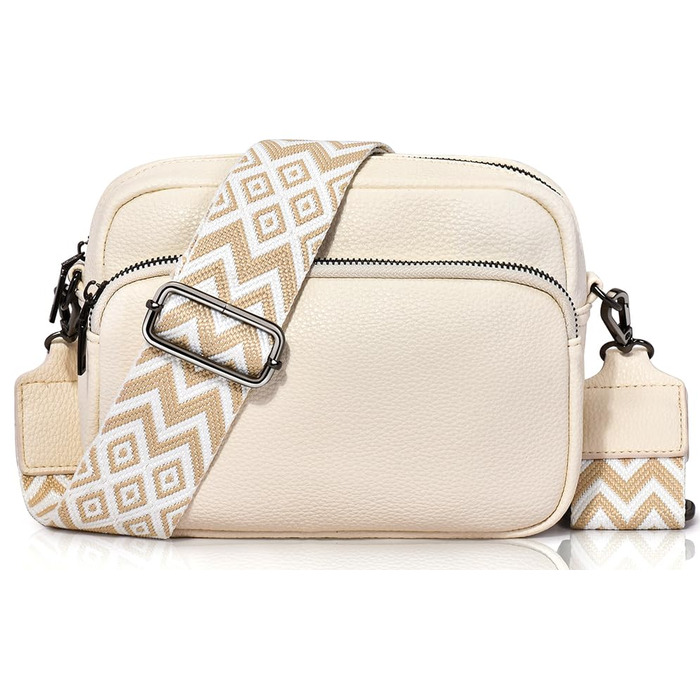 Сумка жіноча через плече бежева PU шкіра, маленька крос-боді з відстібним ремінцем