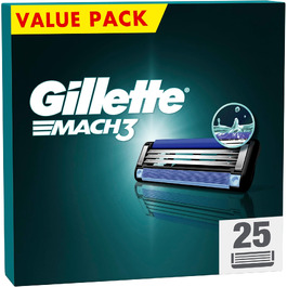 Смінні леза для чоловічої бритви Gillette Mach 3 Original, блакитні, 25 шт.