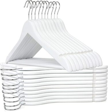 Дерев'яні вішалки для одягу з виступами для спідниць та штанів, 360° обертання, 20 шт. (білі)