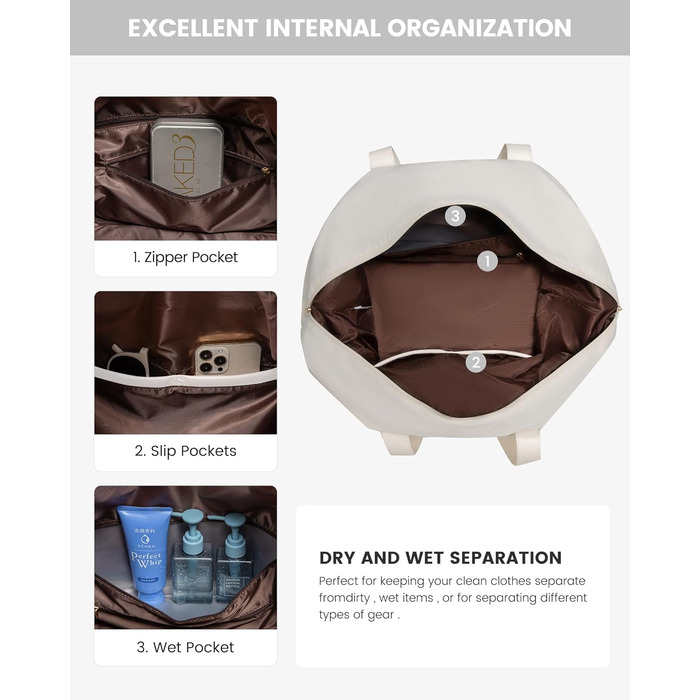 Сумка-трансформер LOVEVOOK для подорожей: велика дорожня сумка-шопер 60L з відділенням для взуття, водонепроникна, 55x42x25см