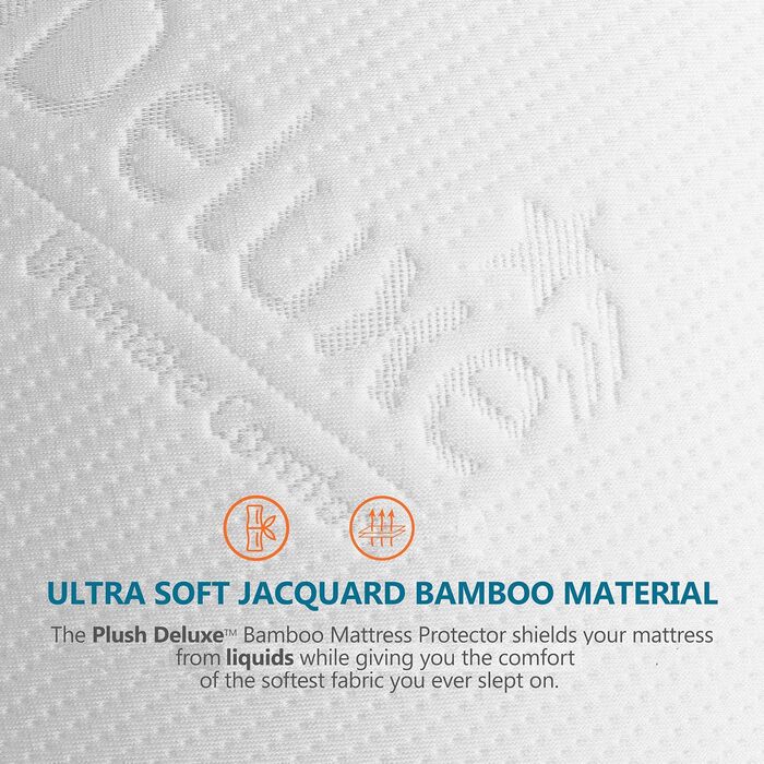 PlushDeluxe Bamboo Mattress Protector - Waterproof, hypoallergenic, and ultra-soft breathable cover protection - PVC, Phthalate Free (Queen Size)