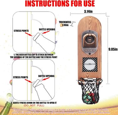 ZONSUSE Bottle Opener Wall Mount Magnet with DIY E-Ink Screen, Vintage Wood Beer Opener Wall with Holder, Customizable Images/Texts, Unique Gift Ideas Gifts for Men Christmas Gifts