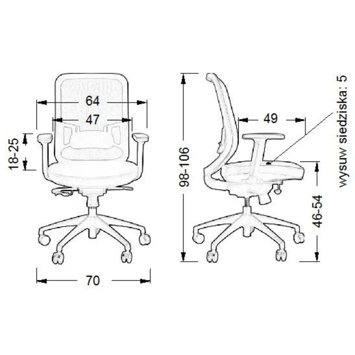 Офісне обертове крісло Stema, 106 x 70 x 70 см