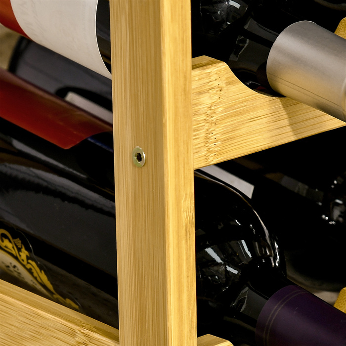 HOMCOM Bamboo Wine Rack Bottle Stand for 16 Bottles, 43x23.5x38cm, Stylish Natural Wood Design for Kitchen & Living Room