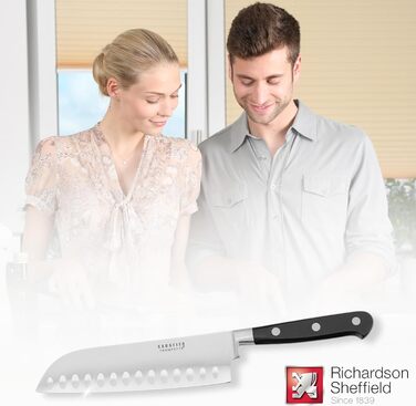 Набір ножів Richardson Sheffield Sabatier Trompette з підставкою, коричневий/сріблястий (Santoku 17,5 см)
