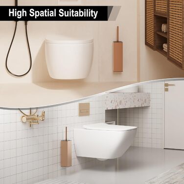 Настінна щітка для унітазу BVL з кріпленням без свердління, набір з 2 насадками, білий матовий колір