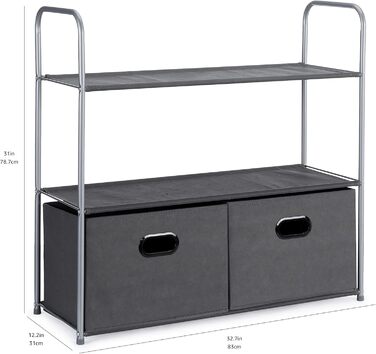 Amazon Basics Closet Organization System with THREE Fabric Shelves and Two Collapsible Top-Open Containers, 32.7