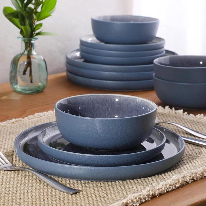 Сервіз столовий Gibson Elite Northrock Steingut 16-частинний для 4 осіб (12 предметів) - Білий з ручним розписом, основа з теракоти