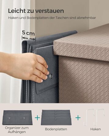 Органайзер для шафи SONGMICS з 4 кишенями, навісна полиця, органайзер для гардеробу, навісне зберігання, органайзер для дверей, спальня, вітальня, 2 x 33,5 x 00 см, RDH04G (2, сірий шифер)