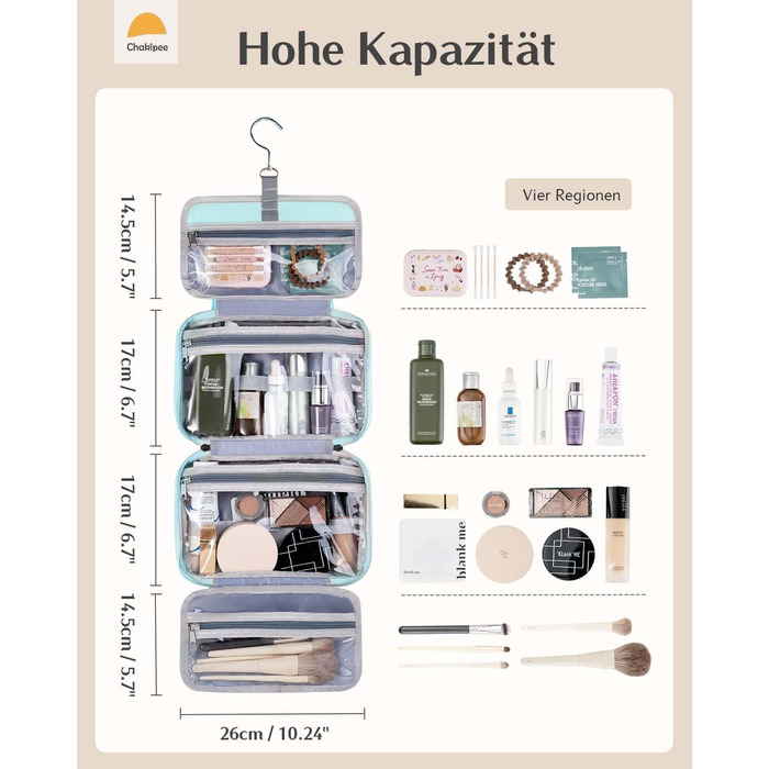 Жіночий дорожній косметичний набір для підвішування – водонепроникний, з прозорим вікном, легкий, для косметики, шампуню, рожевий, середній (26x17x9 см)