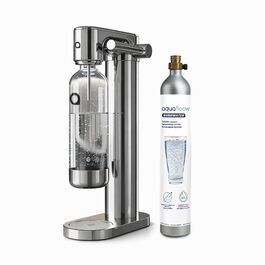 Aquafloow Содовий апарат з нержавіючої сталі для приготування газованої води з CO₂ циліндром (60 л), пляшка 0.8 л BPA-free з нержавіючою основою