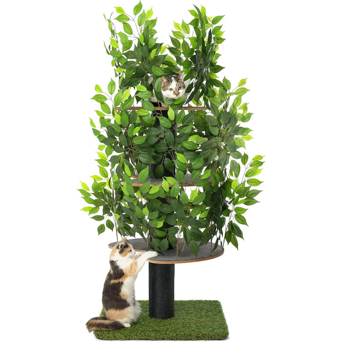 Дерево для котів Kratzbaum Natur - багатоярусне, з можливістю заміни листів, 160 см. Безпечні матеріали, міцне та запатентоване.