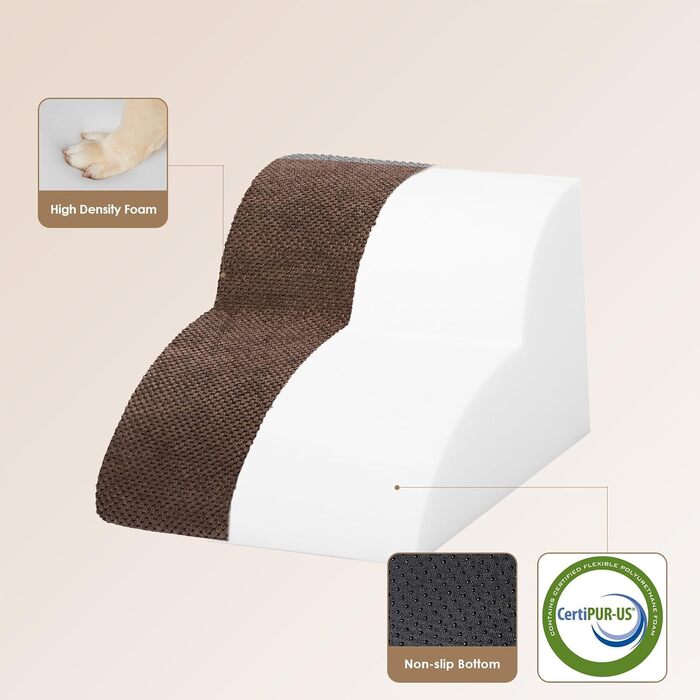 Сходинки для собак EHEYCIGA: компактні, 40 см, для маленьких собак, зручні для софи та ліжка, з антиковзким покриттям, 3 сходинки, сірий колір (40 x 50 x 30 см)