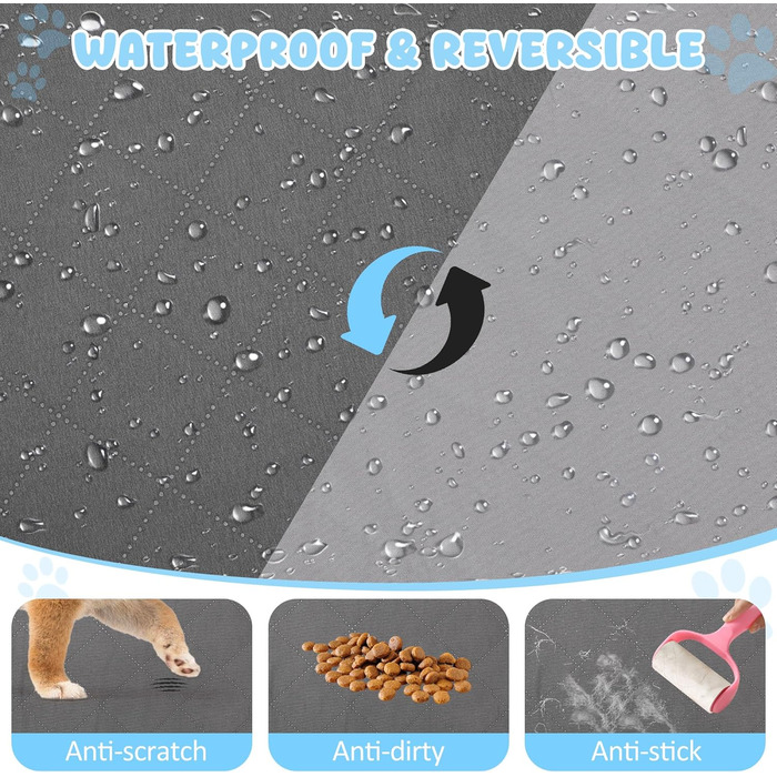 Водонепроникний захисний чохол на диван для собак HezzLuv, ковдра для тварин, захист матрацу, меблів, миючий, двосторонній, стійкий до подряпин, для цуценят, середніх та великих собак та котів, сірий, 157x127 см