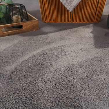 Килимок для вітальні TT Home Kurzflor: антиковзаюча підкладка, однотонний, сучасний, машинне прання, колір антрацит, розмір 140x200 см