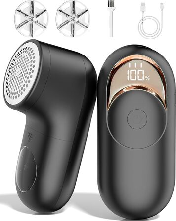 Електричний видалення ворсу з одягу - портативний бездротовий прилад з LED-дисплеєм (чорний)