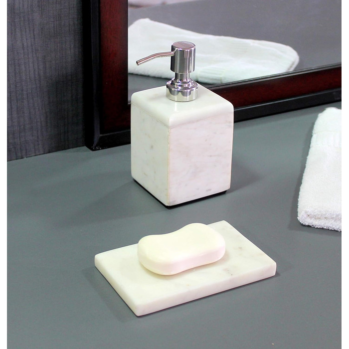 KLEO Luxury 4-Piece Bathroom Accessories Set | Includes Liquid Soap or Lotion Dispenser with Stainless Steel Pump, Toothbrush Holder, Cup, Soap Dish - Bath Set/Bathroom Accessories (2-Piece Set - White)