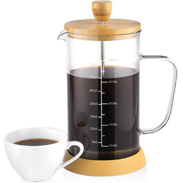 French Press WedRink: Френч-прес з нержавіючої сталі, 1л, для кави та чаю, з бамбуковим корпусом