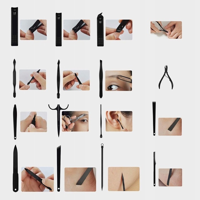 Набір інструментів для манікюру та педикюру (16 предметів), кусачки та обрізачі для нігтів