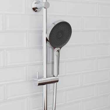 SCHÜTTE Handshower SAMOA RAIN | Jet Stream Technology | Showerhead with over 300 nozzles | 3 adjustable spray patterns | Anti-limescale showerhead for the shower | White (Chrome)