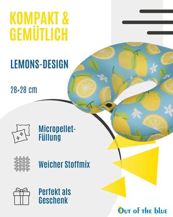 Подушка для шиї Lemons з мікрогранулятом - ергономічна подушка для подорожей (30x30 см)