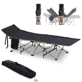 Outsunny Folding Camp Bed with Carry Bag 190 x 68 x 52 cm Oxford Black, ideal for camping & outdoor activities