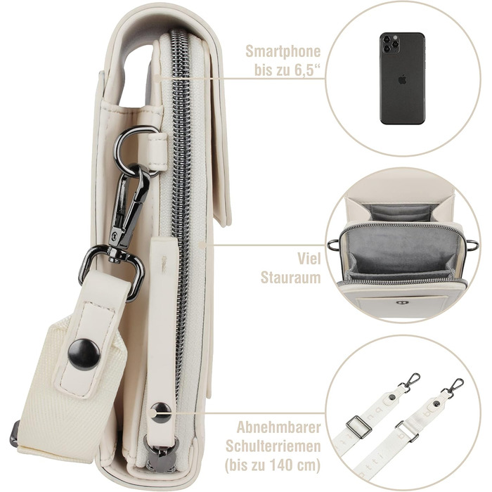 Сумка Bugatti Almata на плече з відділенням для смартфона, кросбоді для жінок, бежевого кольору