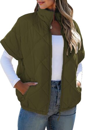 Пуховий жилет Daen, армійний зелений (XXL), з кишенями, на блискавці, для осені/зими