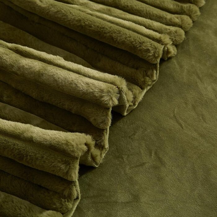 М'яка плюшева ковдра Luofanfei 180x200 см, салатово-кремовий колір, з ефектом 'пухирців', тепла флісова ковдра для спальні, офісу, дивана.