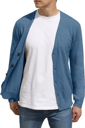 Чоловічий кардиган Hisir з V-подібним вирізом, легкий, елегантний, зимовий, класичний, з ґудзиками, синій, розмір L