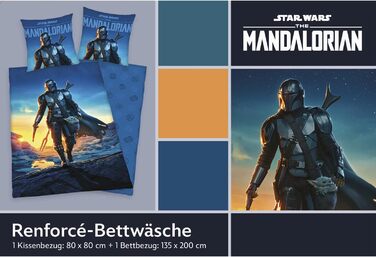 Постільна ковдра та наволочка Star Wars The Mandalorian, 100% бавовна, 135x200 см, 80x80 см
