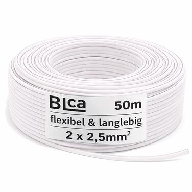 Кабель акустичний DCSk BLca 2x2.5 мм² 50м білий CCA для Hi-Fi, домашнього кінотеатру, підсилювача. Ізольований, з полярністю