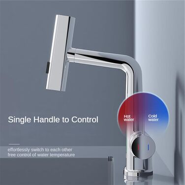 Кран кухонний з витяжною лійкою, 3 режими, LED-індикатор температури, однорідний змішувач, поворот на 360°, кран для мийки, кран кухонний, високий тиск, регульована висота (хром)