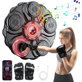 Adult Music Boxing Machine - LED Light Box Wall with Music Box, Boxing Gloves, Bluetooth Music Machine, 9 Adjustable Speeds for Kids