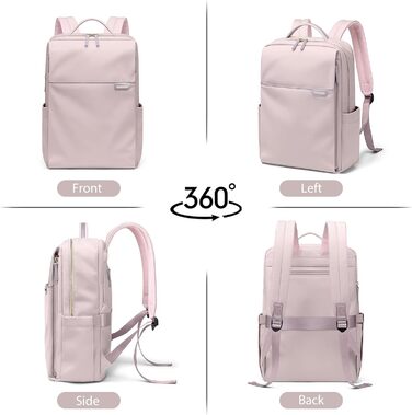 Рюкзак для ноутбука 16 дюймів, водонепроникний, для чоловіків та жінок, для школи, подорожей та велосипеда (Сірий, Рожевий)