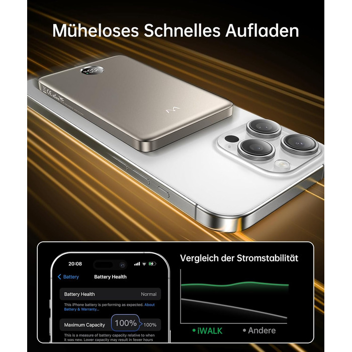 iWALK Powerbank MagSafe 5000mAh з LED-дисплеєм: компактний зарядний акумулятор для iPhone 17/16/15/14/13/12