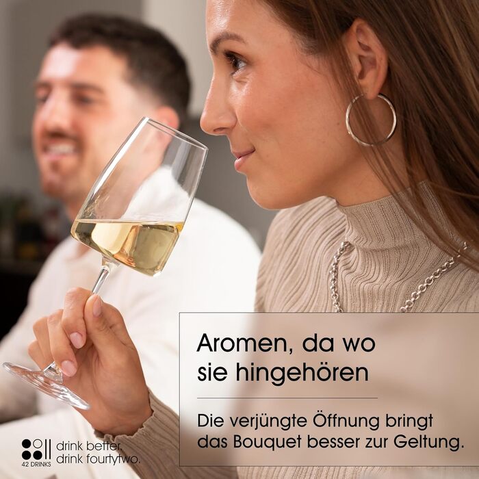 Набір білих келихів 6 шт. об'ємом 420 мл з мікрофіброю – Елегантні келихи для вина та Aperol Spritz – придатні для миття в посудомийній машині, безпечно упаковані, Made in Europe