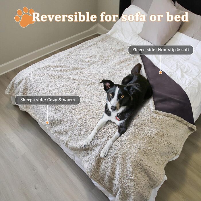 Водонепроникний килимок для собак Kritter Planet, м'який плед для собак, захист дивану та авто, 120x150 см, коричневий/туапе